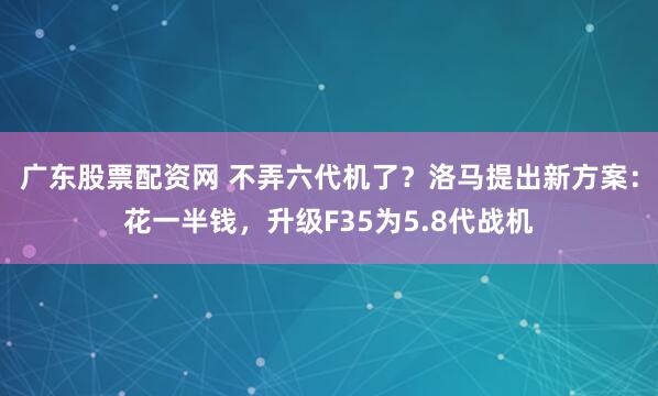 广东股票配资网 不弄六代机了？洛马提出新方案：花一半钱，升级F35为5.8代战机