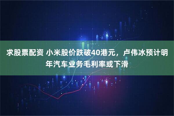 求股票配资 小米股价跌破40港元，卢伟冰预计明年汽车业务毛利率或下滑
